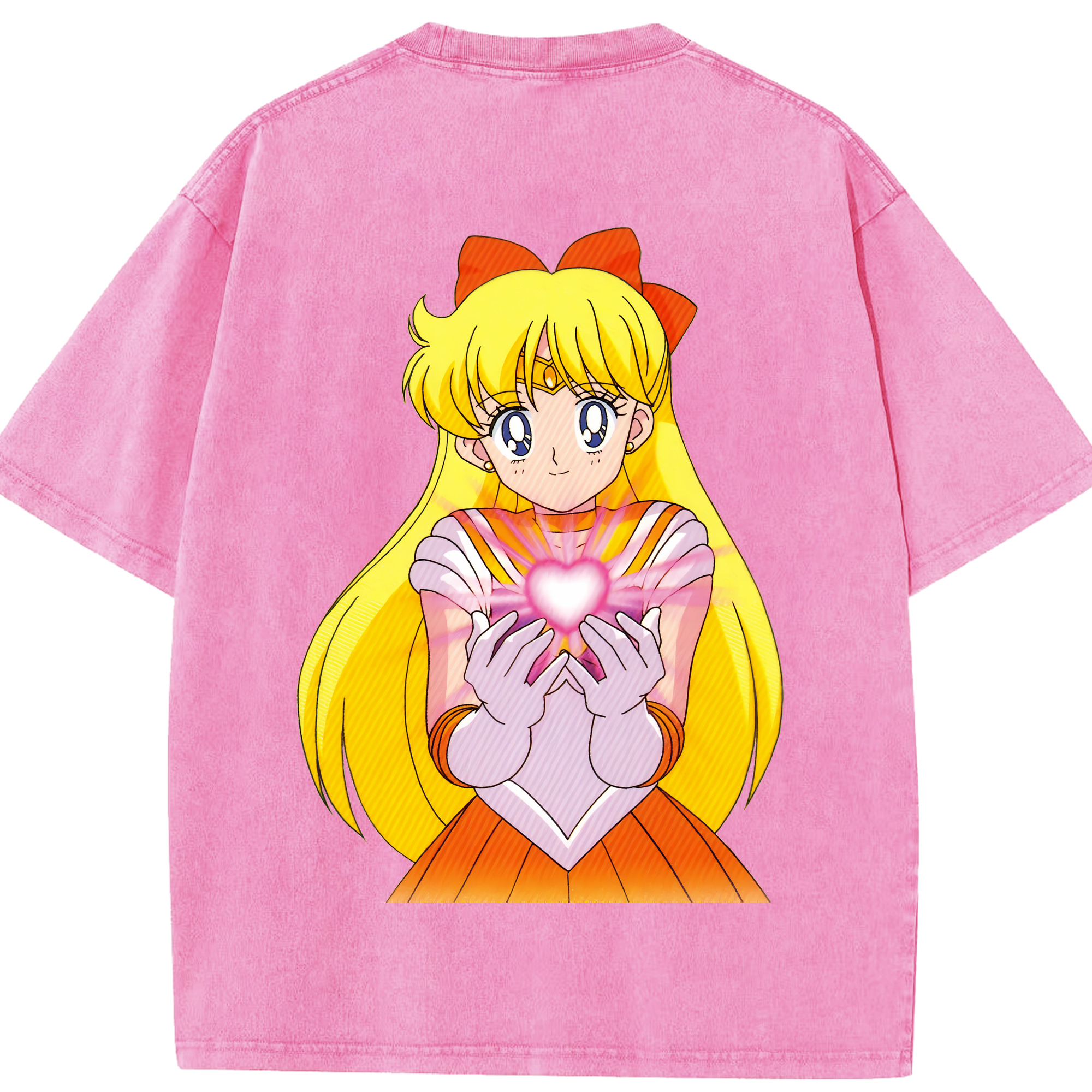 （画像用） 美少女戦士セーラームーン 愛野 美奈子 あいの みなこ Sailor Moon Aino Minako 綿100% ヴィンテージ風 半袖Tシャツ（背面プリント）
